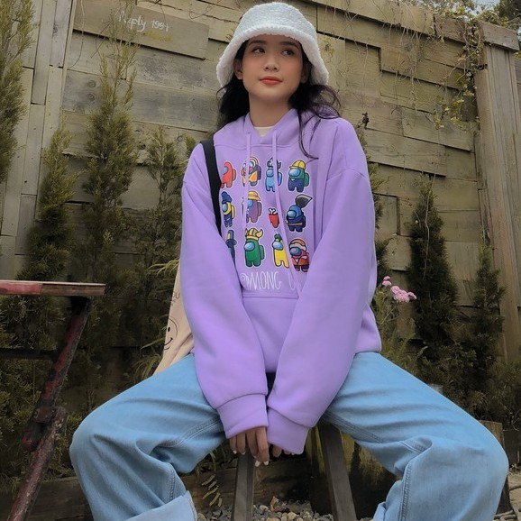 ÁO HOODIE NỈ COTTON UNISEX AMONG MINI FORM RỘNG NAM NỮ | BigBuy360 - bigbuy360.vn