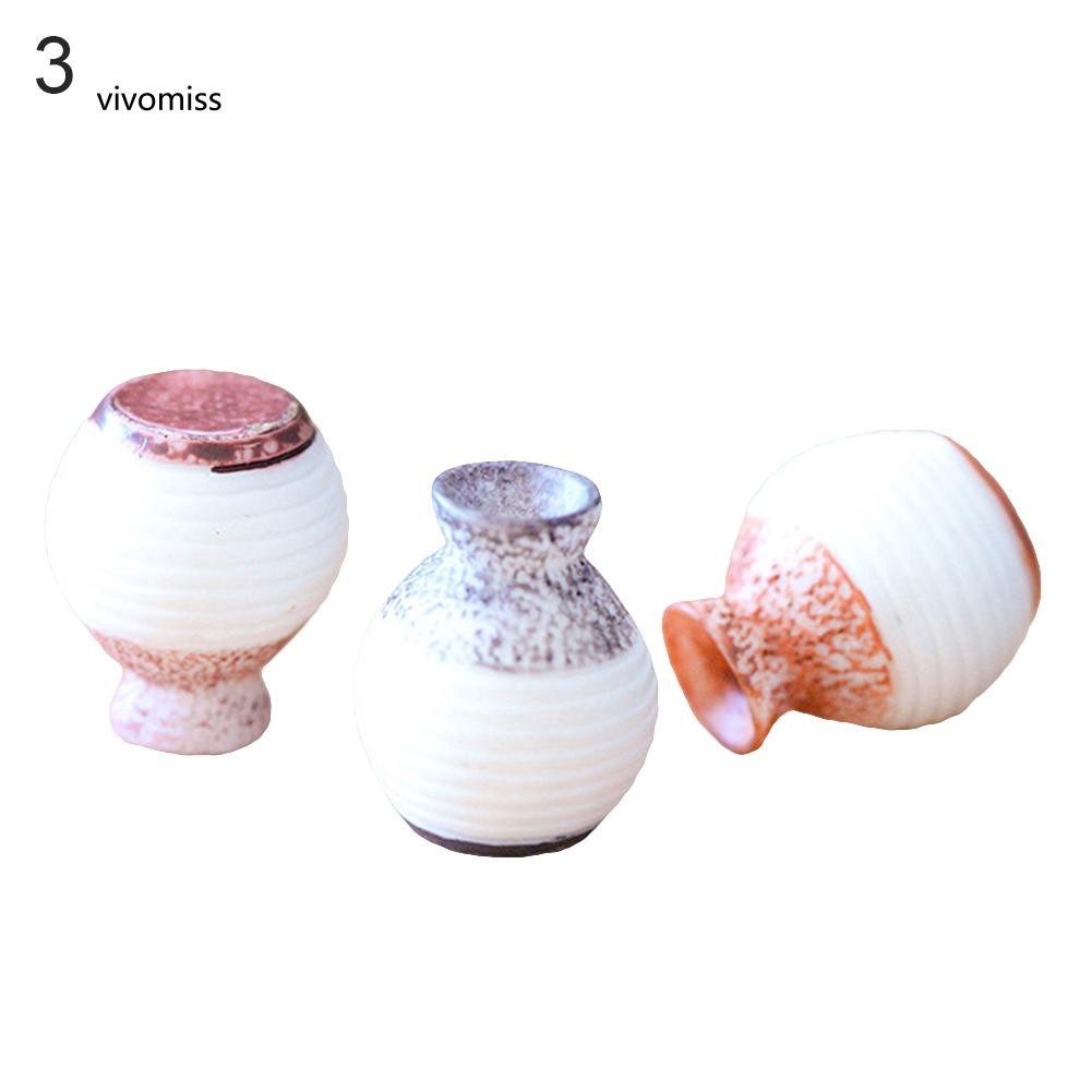 Set 3 nhà cổ tích lọ hoa thu nhỏ trang trí sân vườn DIY