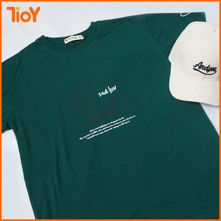 Áo phông tay lỡ unisex tioy sad luv form rộng xanh rêu