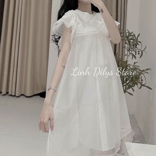 Đầm BabyDoll Tay Tiên Voan Trắng 🦋FREESHIP🦋 Váy BabyDoll Vai Bèo Linh Dilys Store
