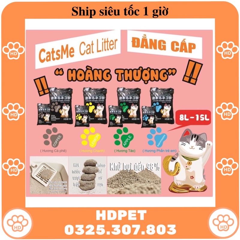 (Nhận sau 1 giờ) Cát Nhật đen catsme luxury litter 8L cho mèo - cát cho mèo - cát vệ sinh cho mèo vón cục