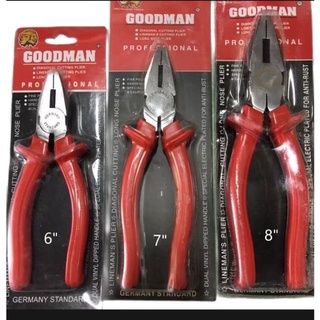 kìm điện bằng, kìm cắt, kìm nhọn hiệu GOODMAN cán đỏ 6 inch, 7 inch, 8 inch