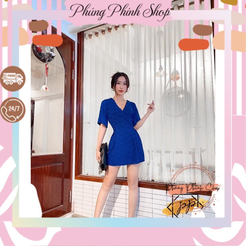 Jump suits thun gấm nữ đẹp ngắn hoa chìm giả váy 2020 | BigBuy360 - bigbuy360.vn