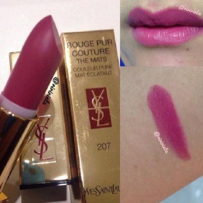 Son YSL rouge pur couture màu 207 Rose Perfecto Hồng cánh sen