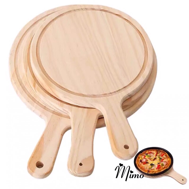 Thớt gỗ decor hình tròn có tay cầm phụ kiện trang trí, chụp ảnh, khay trà bánh, đựng pizza...2 kích thước lựa chọn
