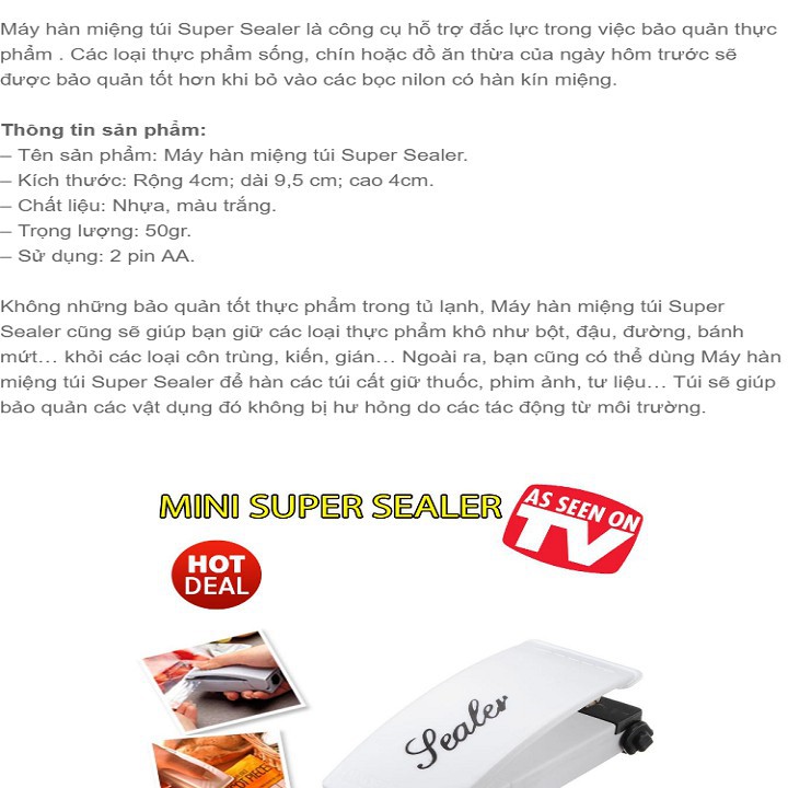 Máy Hàn Miệng Túi Mini Super Sealer (Trắng)