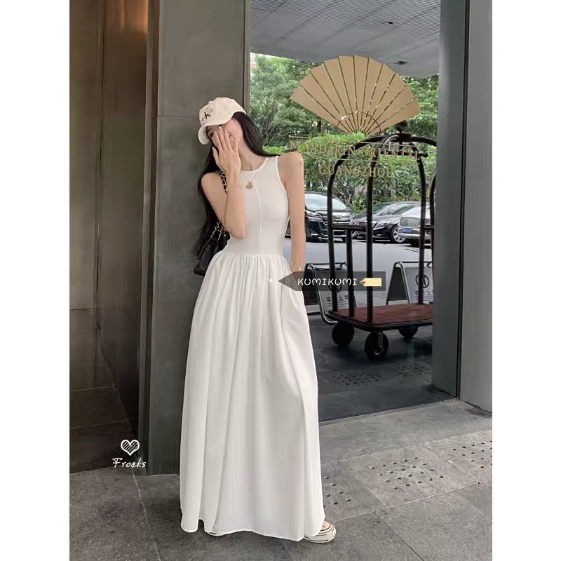 [Order- Sẵn] Đầm midi dáng dài sát nách
