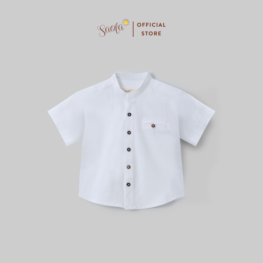 Áo Sơ Mi Cổ Trụ Tay Ngắn Phong Cách Hàn Quốc Dễ Thương Cho Bé Trai - ALAN TOP - TOC011 - SAOLA  KIDS CLOTHING
