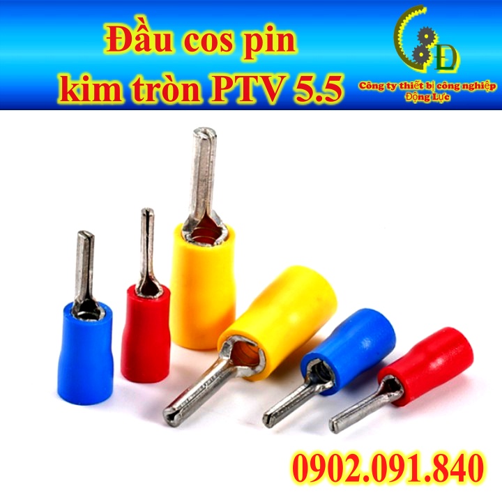 Đầu cos pin tròn đặc PTV 1.25-10, PTV 5-13 ✴️ cốt kim bọc phủ nhựa, cosse bấm nối dây điện 0.5mm, 1.5mm, 5mm bằng đồng