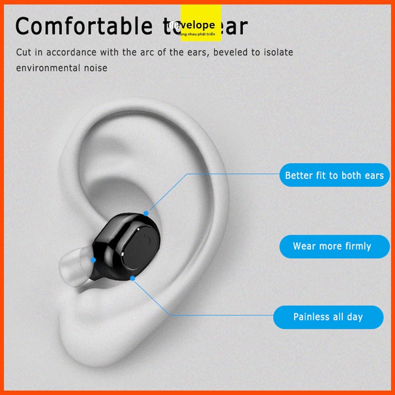 Tai nghe Bluetooth M8W kim hộp sạc, có thể sử dụng để sạc điện thoại hoặc làm giá đỡ điện thoại - DEVELOPE