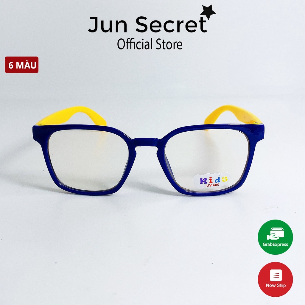 Kính mát trẻ em dáng vuông Jun Secret kiểu giả cận dễ thương dành cho bé trai và bé gái từ 1 tới 5 tuổi JS58A11