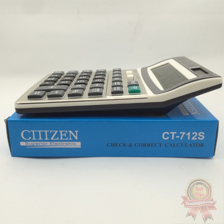 Máy tính kế toán 12 số CT Citizen 712S Năng lượng mặt trời cao cấp Full đầy đủ chức năng