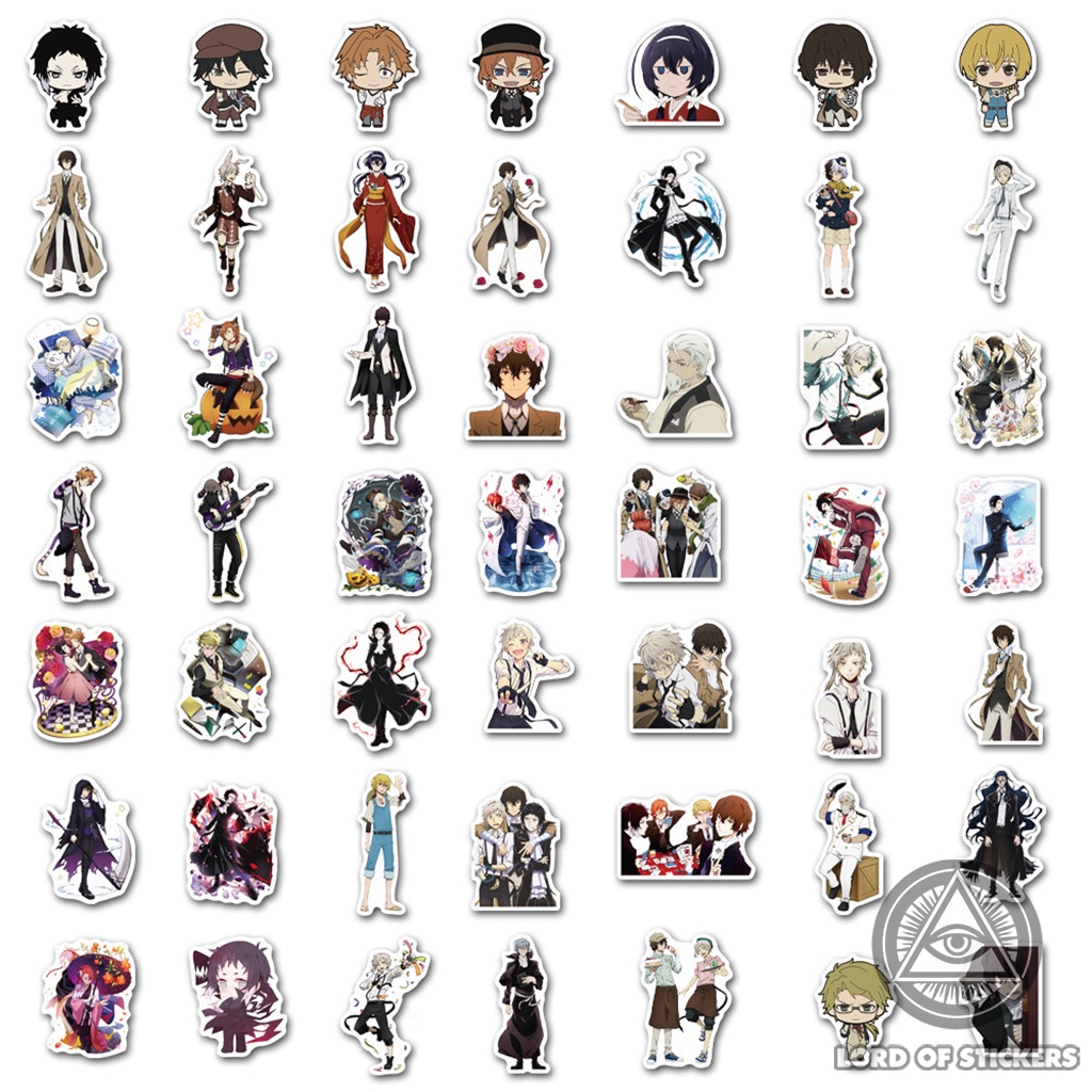 Set 100 Hình Dán Bungo Stray Dogs Sticker Anime Manga Chống Thấm Nước Trang Trí Mũ Nón Bảo Hiểm, Laptop, Điện Thoại, Sổ