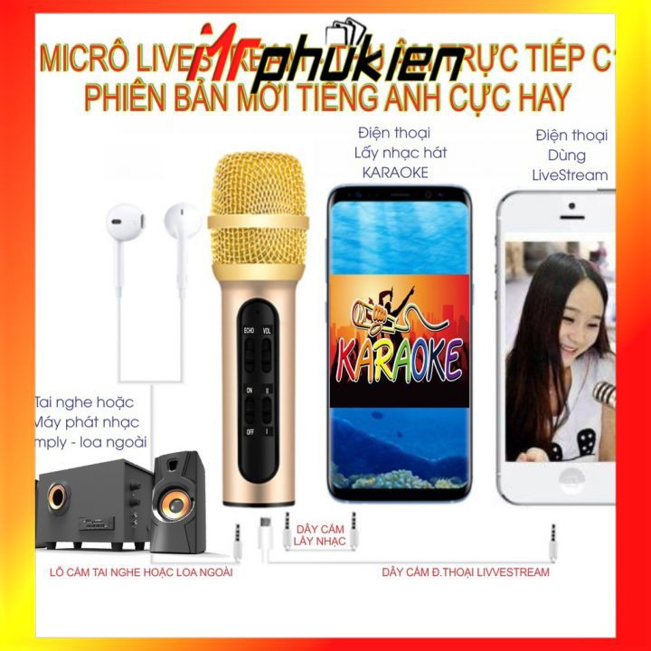 BỘ MICRO LIVESTREAM + KARAOKE TRÊN ĐIỆN THOẠI, LOA KÉO, DÀN ÂM THANH GIA ĐÌNH BAO HÁT HAY - MRPHUKIEN