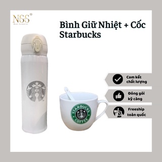 Bình Giữ Nhiệt Starbucks - Cốc Sứ Starbucks Kèm Thìa