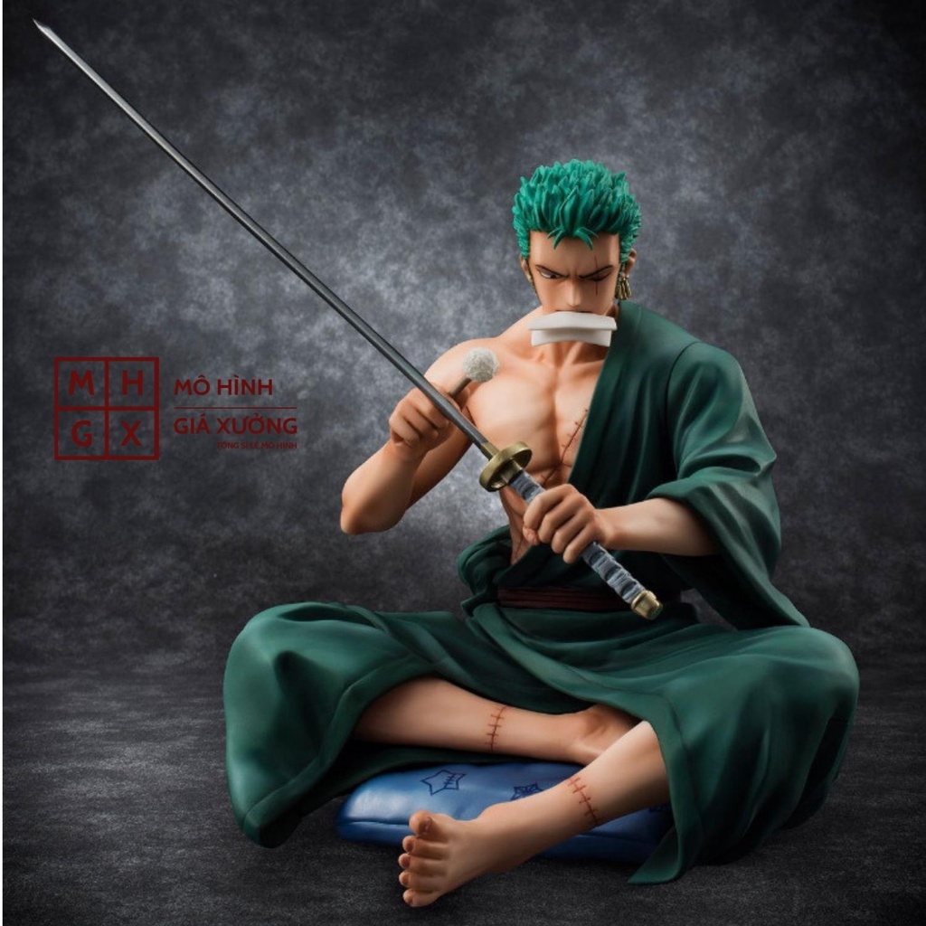 Mô hình Roronoa Zoro POP ngồi lau kiếm lau kiếm Cao 15cm - Figure Tượng Zoro One Piece