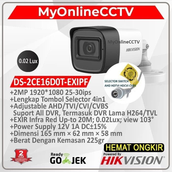 Camera Ngoài Trời Ars @ Ds-2Ce16D0T-Ipf Hikvision Ds-2Ce16Dot-Ipf 2mp 4in1-3.6