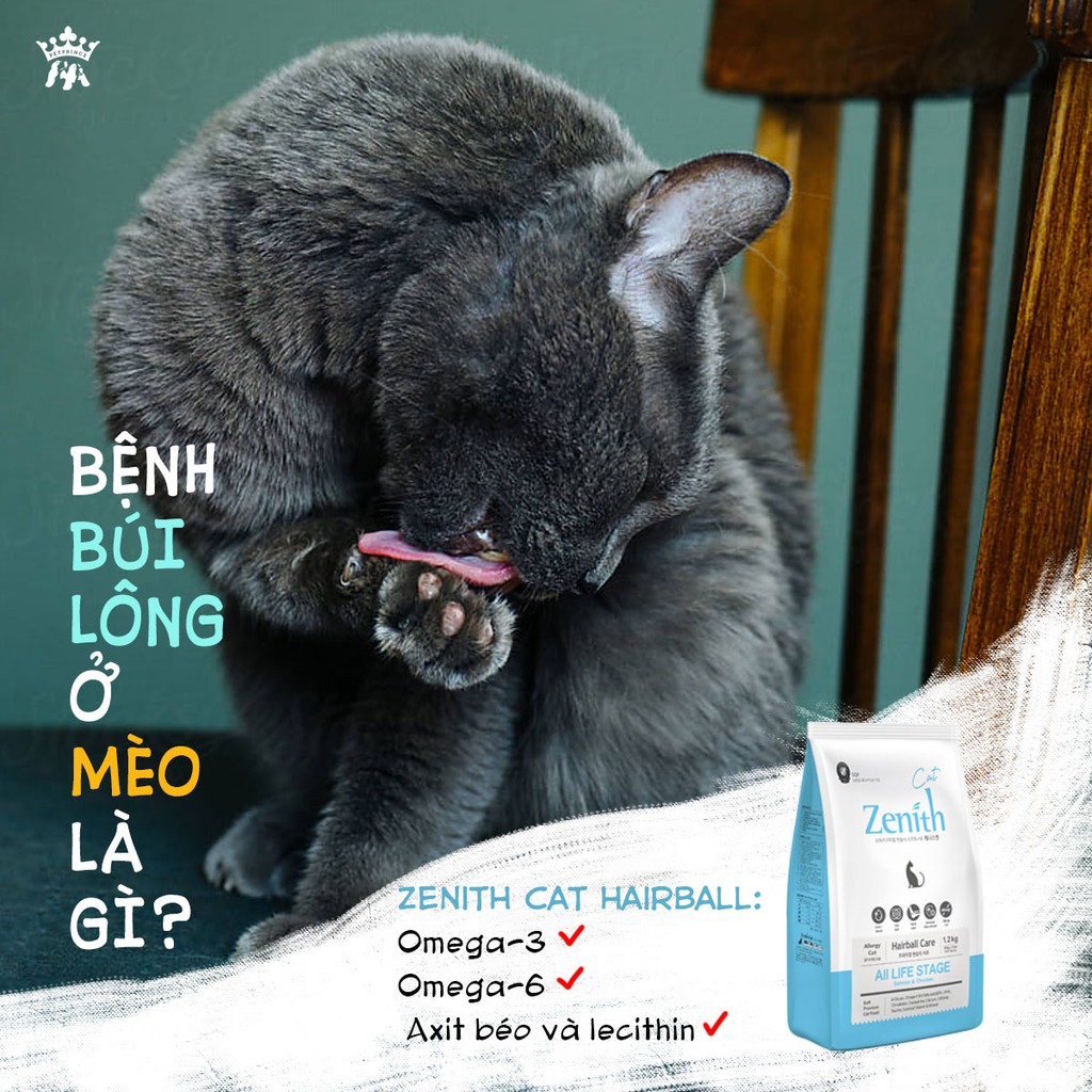 Thức ăn hạt mềm cho mèo Zenith cat hairball túi 300g - Bivido