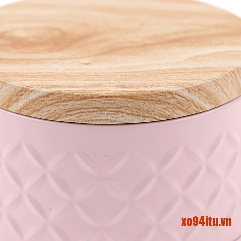 Hộp Sắt Rỗng Hình Tròn Có Nắp Gỗ Dùng Đựng Nến Diy