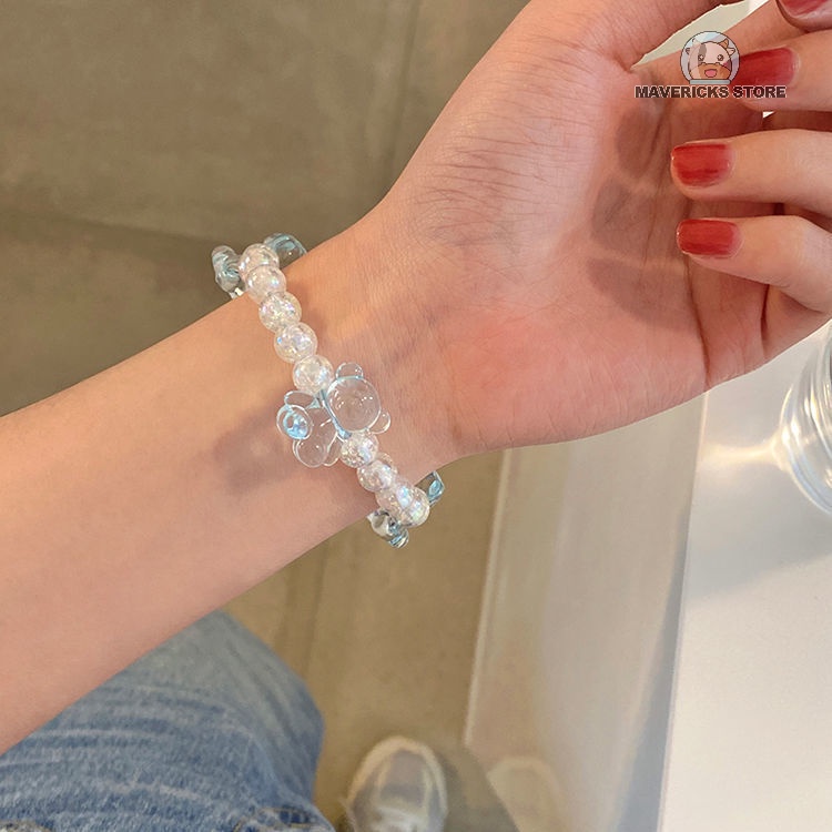 Dễ Thương Bộ Dây Buộc Tóc + Vòng Đeo Tay Hình Gấu Màu Kẹo Xinh Xắn Cho Nữ