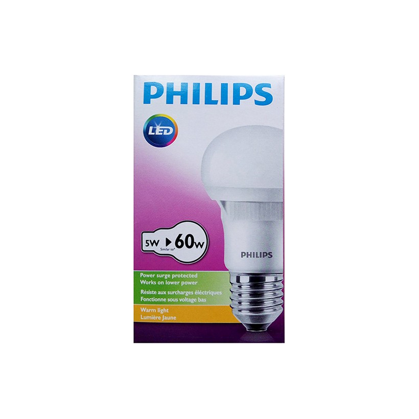 Bóng đèn Philips LED Ecobright 5W 6500K E27 A60 - Ánh sáng trắng/Ánh sáng vàng