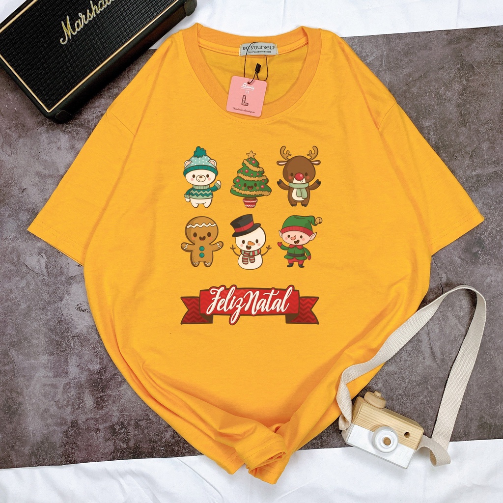 Áo Thun Tay Ngắn Unisex Đủ Size M L XL - 6 LOGO NOEL DỄ THƯƠNG