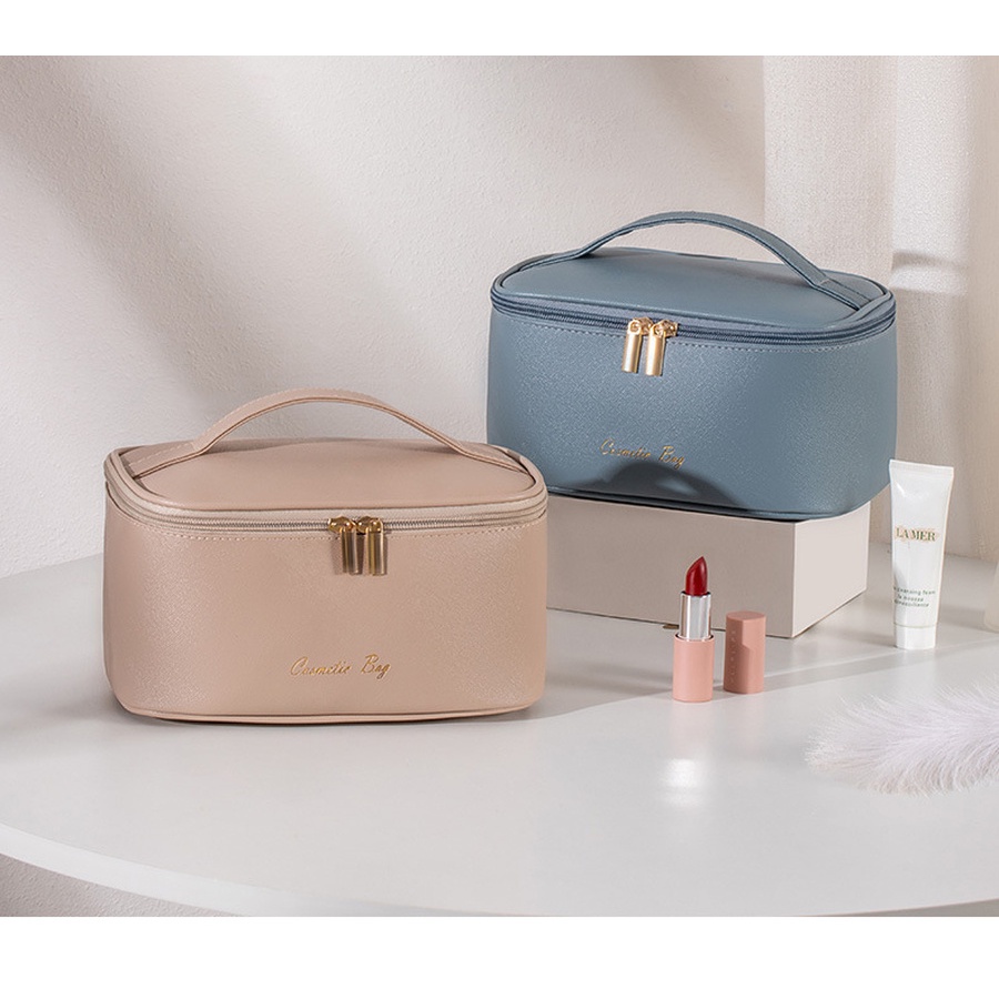 Túi Đựng Mỹ Phẩm Khóa Kéo Đôi Ngăn Chứa Lớn Tiện Dụng