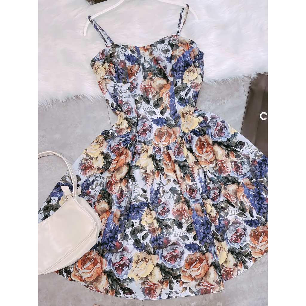 VÁY 2S HOA TÍM CHÂN BÈO 2 LỚP | BigBuy360 - bigbuy360.vn