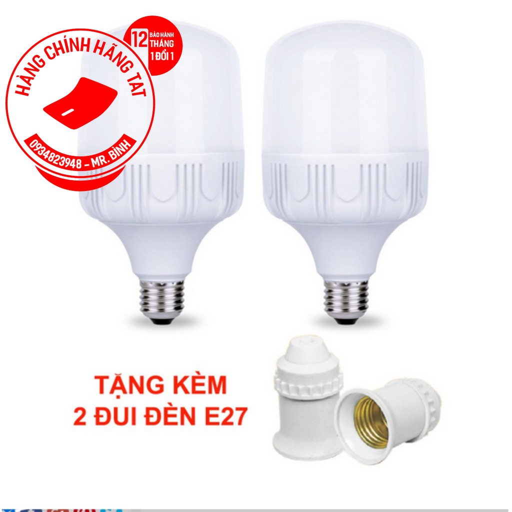 Bộ 2 Bóng đèn Led trụ 30W tặng 2 đuôi treo trắng