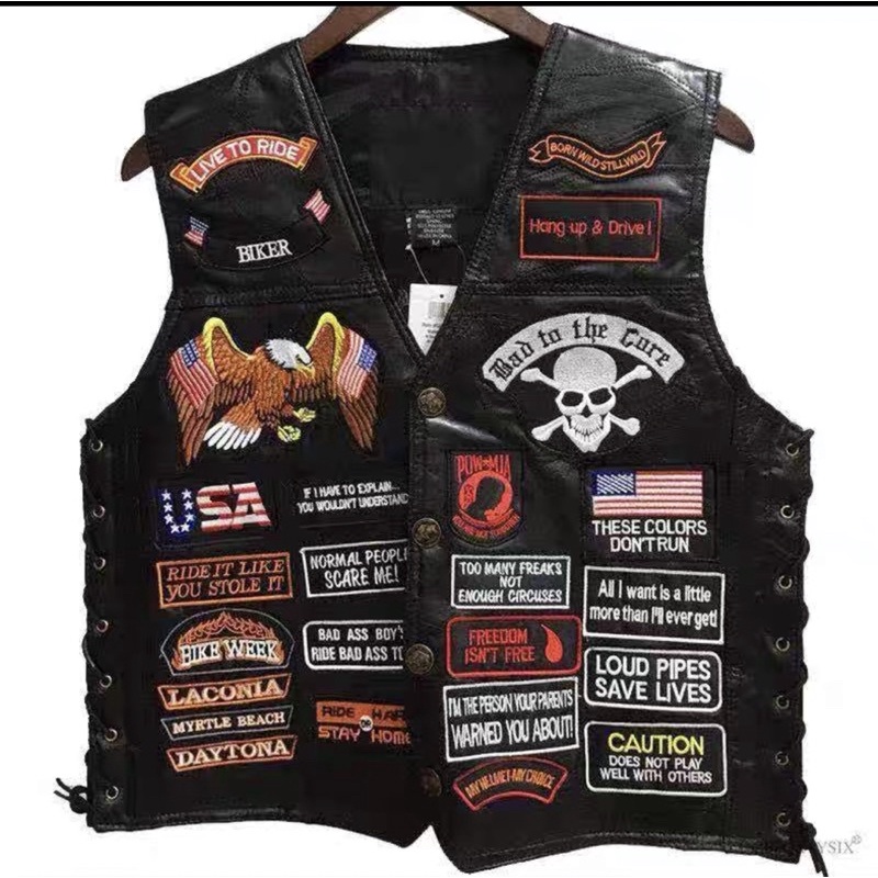 Áo gile da cho biker hầm hố dũng mãnh phiên bản bố già Mỹ