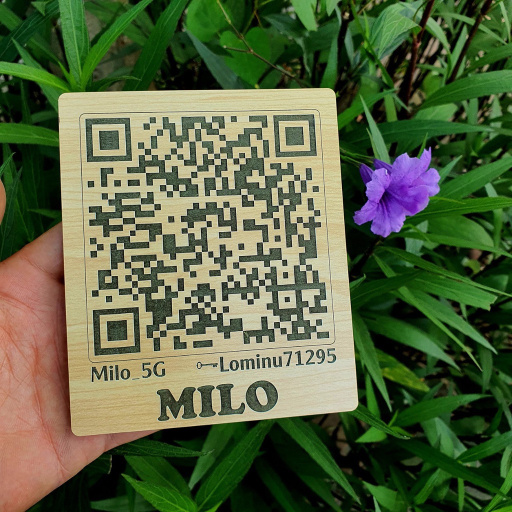Bảng gỗ Wifi QR, Thanh toán QR, Tài Khoản, Check in, Khai báo y tế, Decor Shop