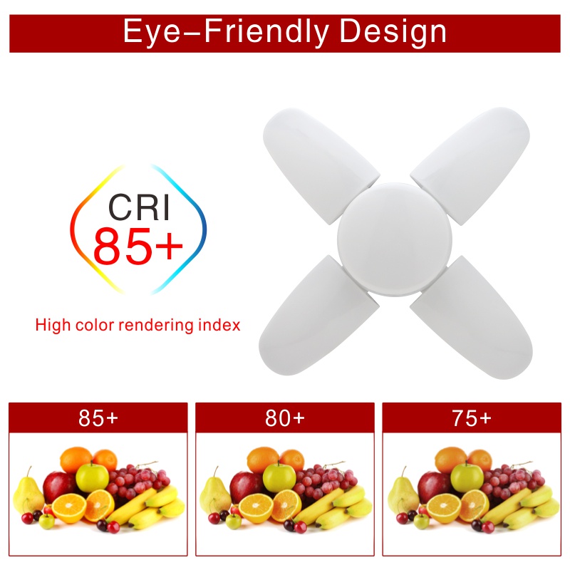 Bóng Đèn LED E27 24W 45W 60W AC 220V Ánh Sáng Trắng Có Thể Gập Lại Kèm Quạt 360 Độ