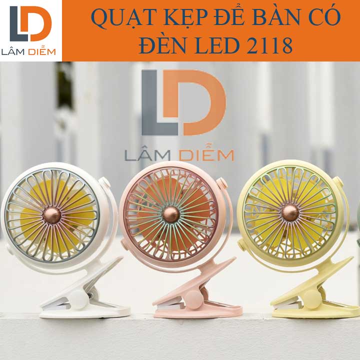 Quạt sạc kẹp bàn có đèn led siêu mát nđ 2118 - 2006
