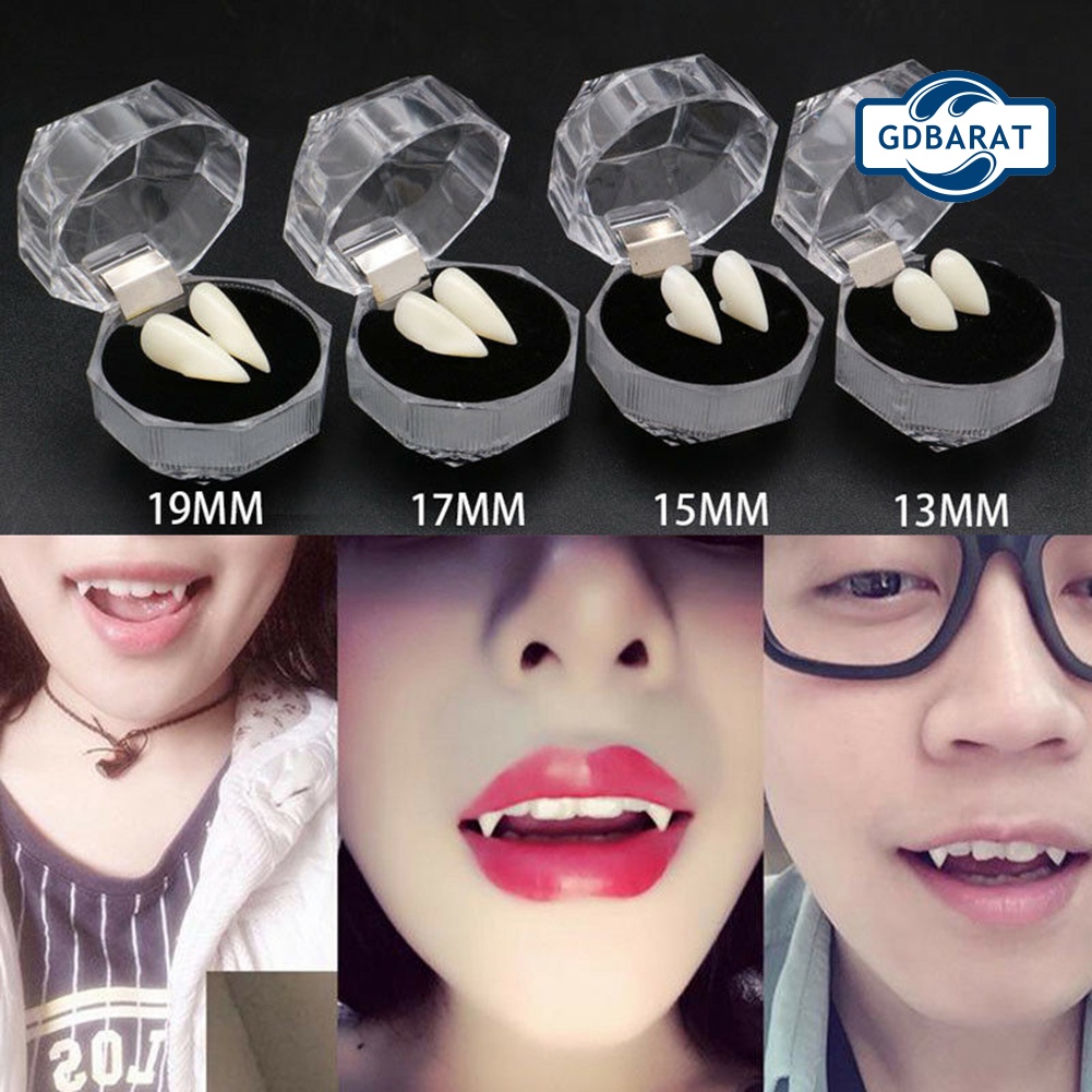 Bộ 2 Răng Nanh Giả 13/15/17/19mm Dùng Hóa Trang Halloween