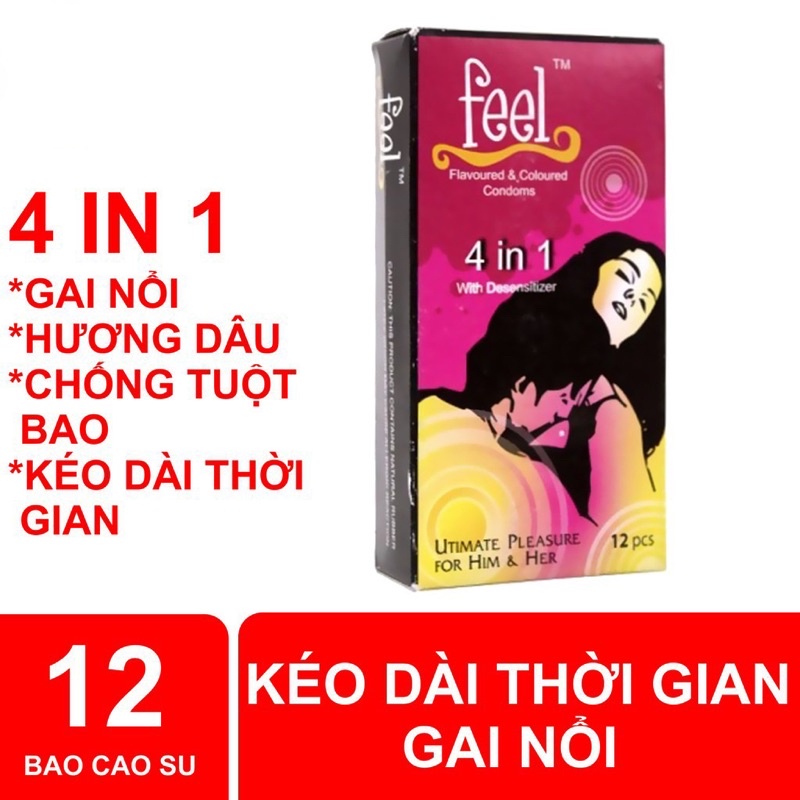 Bao Cao Su gân gai Feel 4 trong 1 - Malaysia (Hộp 12)