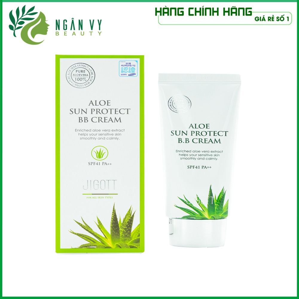 [Mỹ Phẩm Hàn Quốc]Kem nền BB chống nắng Hàn Quốc JIGOTT Aloe Sun Protect BB Cream - SPF41 PA++ 50ml