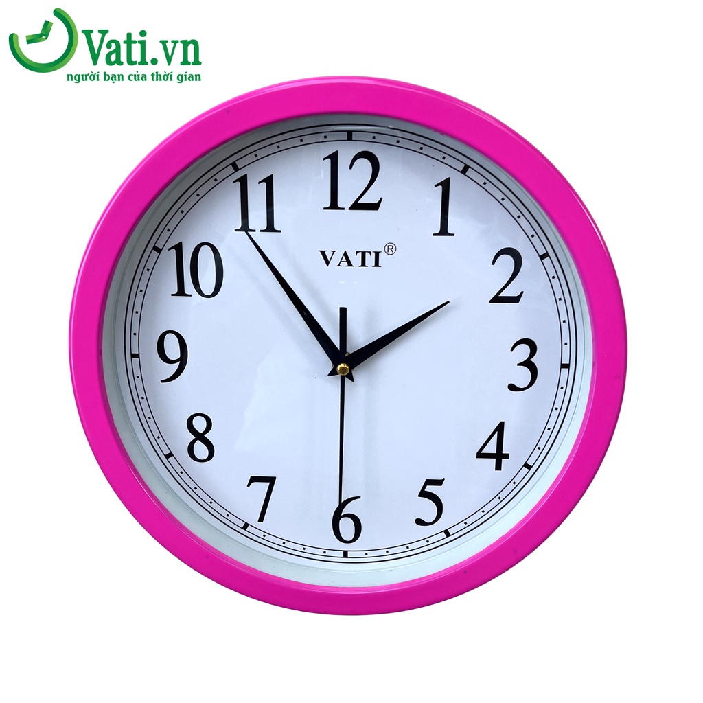 Đồng hồ treo tường hình tròn Vati đường kính 30cm màu hồng V65 máy tốt dùng bền