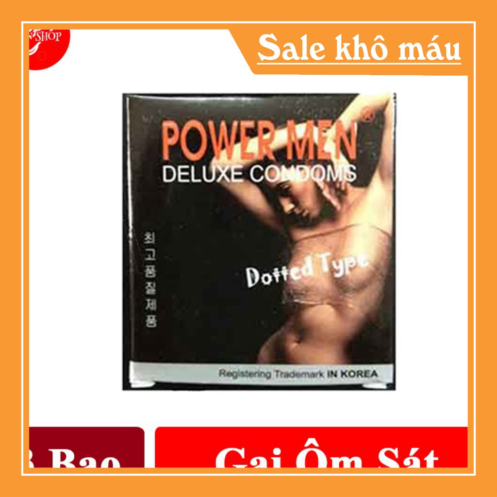 [Chính Hãng] Bao cao su gai giá rẻ ôm khít Powermen Dotted Type (hộp 3 chiếc)