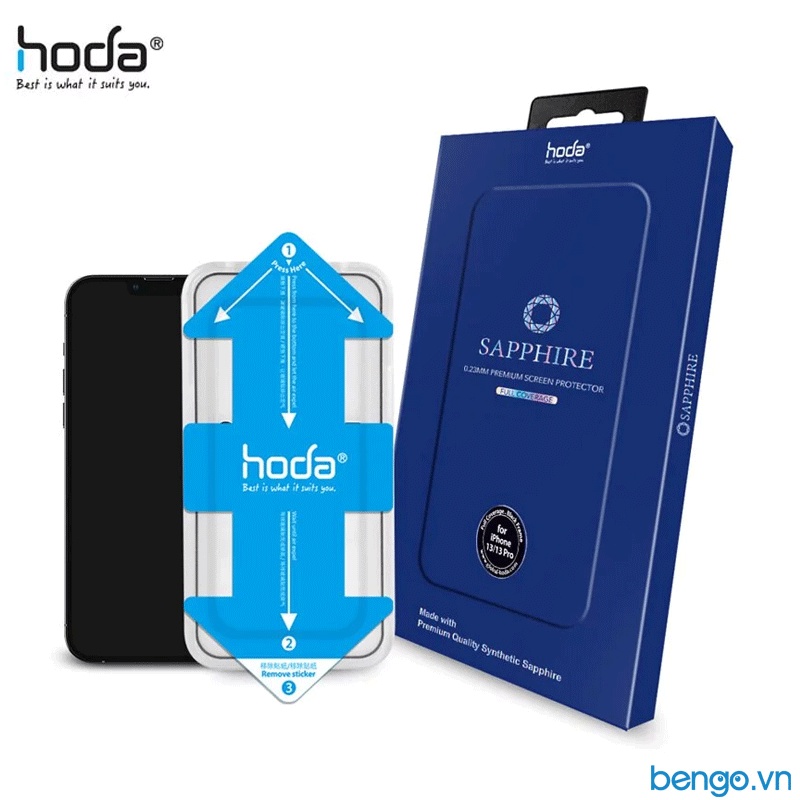 Dán Cường Lực HODA Sapphire iP 14 Pro/14 Pro Max/13/13 Pro/13 Mini/13 Pro Max Kèm Khung Dán