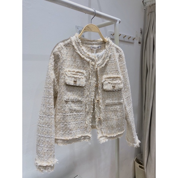 Áo khoác dạ tweed dáng lửng