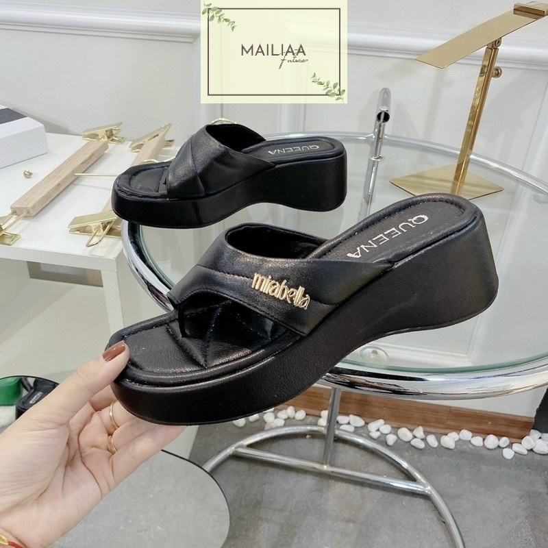 Dép đế xuồng 6 phân MAILIAA mã 001 quai xỏ ngón gắn chữ 5 màu