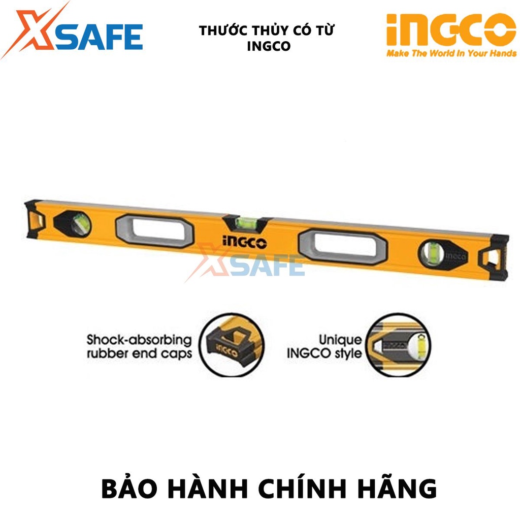 Thước thủy nhôm cao cấp INGCO kích thước 300-600mm, độ dày nhôm 1.5mm dùng để đo độ thăng bằng