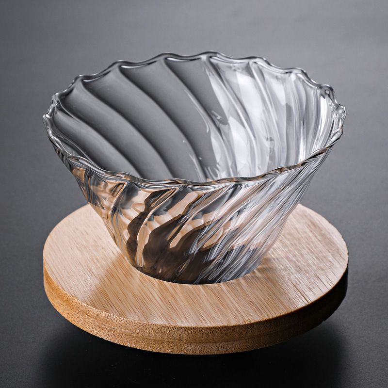 Phễu V60 thủy tinh đế gỗ pha cà phê Pour Over
