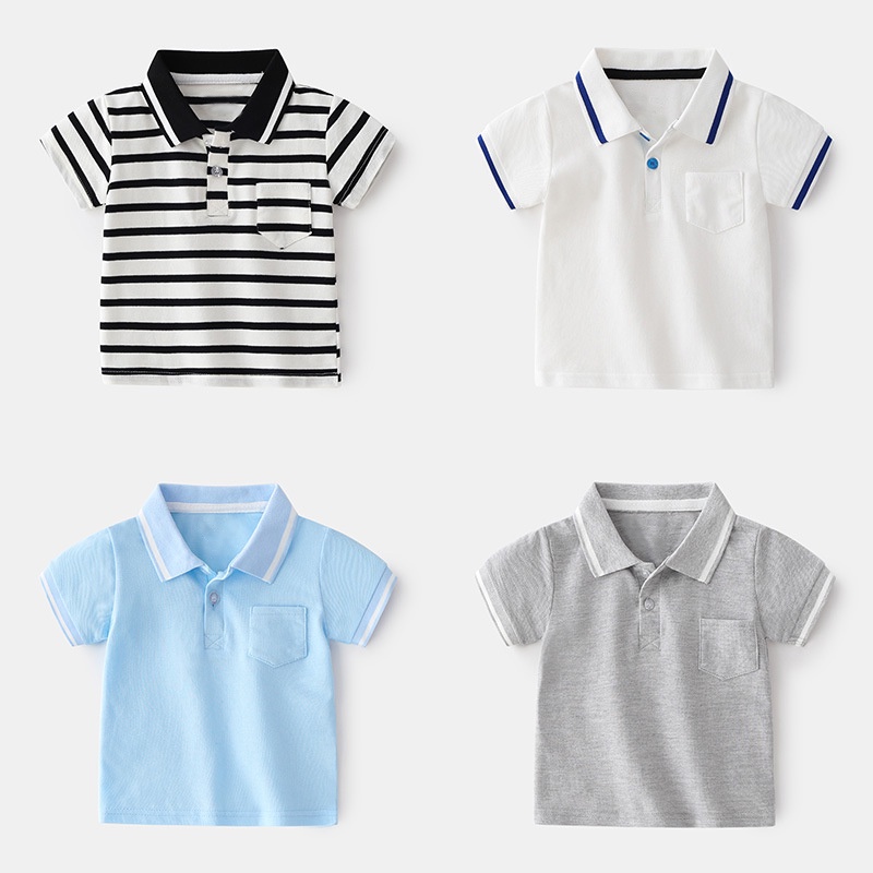 Soffny Áo thun polo chất liệu cotton tay ngắn thời trang mùa hè cho trẻ em
