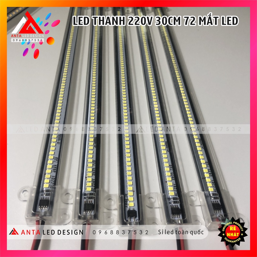 Đèn led thanh 220V 50cm ,30cm 72 mắt mắt led siêu sáng