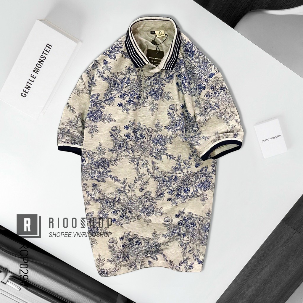 Áo thun nam trung niên có cổ hoa mẫu đơn cao cấp RCP029V - áo phông nam form rộng đẹp Riooshop | BigBuy360 - bigbuy360.vn