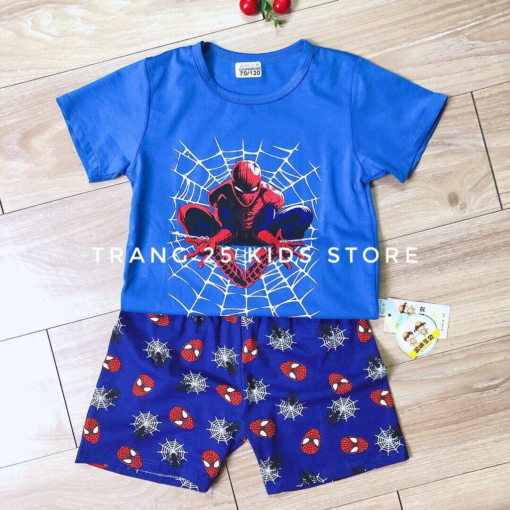 Đồ bộ bé trai quảng châu xuất hàn Quần áo trẻ em siêu nhân người nhện chất thun cotton cho bé trai 17kg-25kg