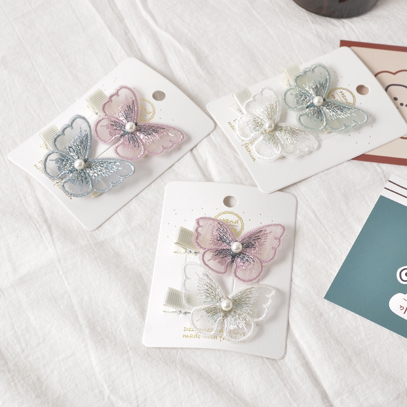 Kẹp Tóc Hình Bướm Đính Ngọc Trai Xinh Xắn Cho Bé