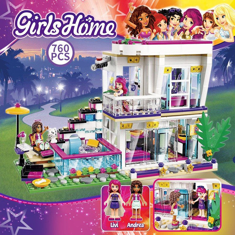 Đồ Chơi Lắp Ráp Kiểu LEGO Friends Cho Bé Gái Mô Hình Biệt Thự Ngôi Sao Livi's Pop Star House Với 760 Mảnh Ghép