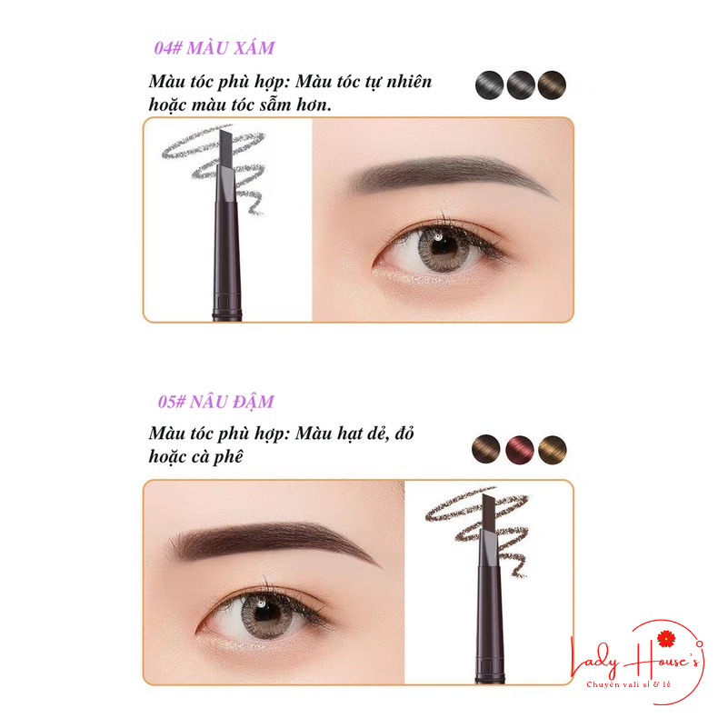 Chì Kẻ Chân Mày Không Trôi Không Thấm Mồ Hôi Dễ Sử Dụng